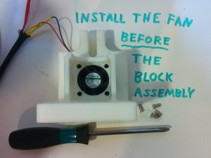install fane before block assembly